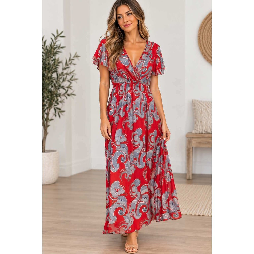 Seven Islands M Paisley Maxi Dress Boho Resort Vacation Festival Beach